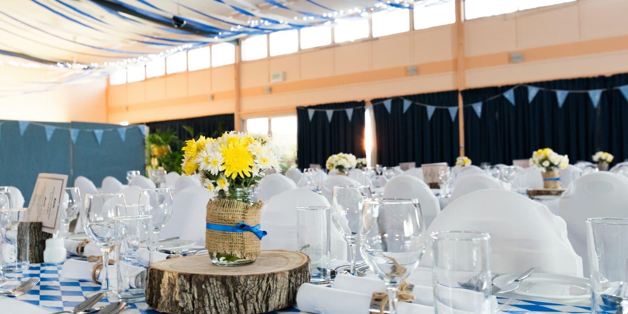 Wedding reception setup with vintage telephone audio guestbook on a decorated table
